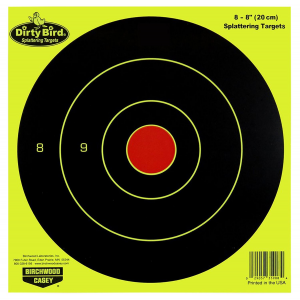 Birchwood Casey 35950 Dirty Bird Bullseye Paper Hanging Pistol/Rifle Black/Yellow 50 Per Pkg