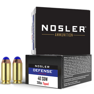 Nosler 39515 Defense 40S&W 200gr Bonded Performance Tipped 20 Per Box/10 Case Centerfire, Handgun Ammunition - Nosler