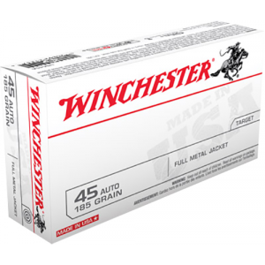 WINCHESTER Ammo Usa45a Usa 45 Acp 185 Gr Full Metal Jacket Flat Nose 50 Per Box/ 10 Case
