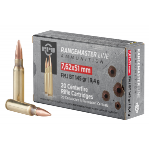 PPU Pprm762 Rangemaster 7.62x51mm Nato 145 Gr Full Metal Jacket Boat Tail 20 Per Box/ 25 Cs