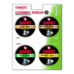 Gamo Combo Pack 63209295554, Precision Pellets, .22 Pellets (TS-22, Master Point, Hunter, Magnum), Blister Card