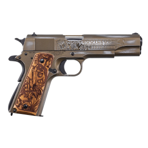 Auto-Ordnance 1911BKOC9 1911 Bootlegger 45 ACP 5 in 7+1 Distressed Brunt Bronze Cerakote Frame Engraved Distressed Burnt Bronze Cerakote Steel Slide Engraved American Walnut Grip