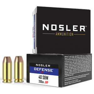 NOSLER 39123 Defense Handgun 40 S&w 200 Gr Bonded Performance Jacketed Hollow Point 20 Per Box/ 10 Cs