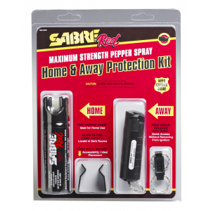 Sabre SRUHAPK Home & Away Pepper Spray Kit Keychain 2.5 oz Home Unit/ .54 oz Key Ring 8-10 ft Black/Red