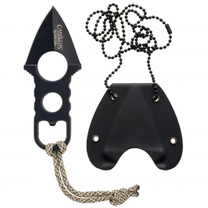 Camillus Heater, Folding Knife, Plain Edge, Skeletonized Handle, Matte Finish, Black, 1.75 in Blade Length, 4.5 in Overall Length, 440 Stainless Blade Steel, Included Sheath CAM-19238