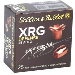 SELLIER & Bellot Sb45xa Xrg Defense 45 Acp 165 Gr Solid Copper Hollow Point 25 Per Box/ 40 Case