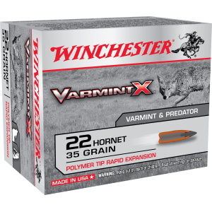 Winchester Ammo X22P Varmint X 22 Hornet 35 gr Polymer Tip Rapid Expansion 20 Per Box/ 10 Case