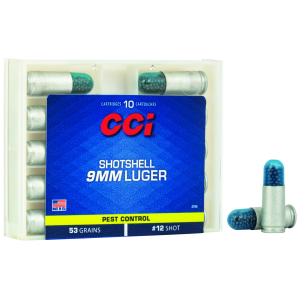 CCI 3790 Pest Control Shotshell 9mm Luger 53 Gr Shotshell #12 Shot 10 Per Box/ 20 Cs