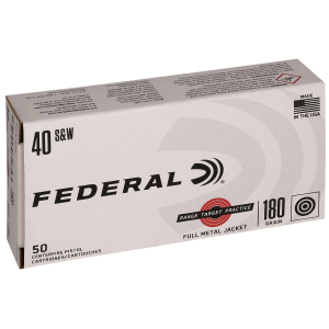 FEDERAL Rtp40180 Range & Target 40s&w 180gr Full Metal Jacket 50 Per Box/20 Case Centerfire, Handgun Ammunition
