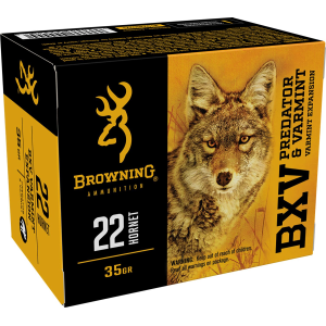 Browning Ammo B192300221 BXV Predator & Varmint 22 Hornet 35 gr Varmint Expansion Polymer Tip 20 Per Box/ 10 Cs