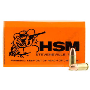 HSM 9mm4r Training 9mm Luger 124 Gr Full Metal Jacket 50 Per Box/ 20 Case Centerfire, Handgun Ammunition