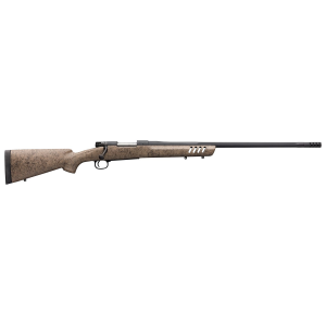 Winchester 535243299 Model 70 Long Range 6.8 Western 4+1 24 in Fluted Muzzle Brake Barrel, Matte Black Metal Finish, Black Webbed Tan Bell & Carlson Aluminum Bedded Stock, , Rifle