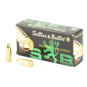 859069031156 SELLIER & Bellot Nontox, Pistol Ammunition, 9mm, 124 Grain, Total Full Metal Jacket, 50 Round Box Sb9ntb 859069031156 218686