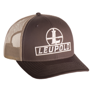 Leupold 180424 Reticle Trucker Hat Brown/Khaki Adjustable Snapback OSFA Semi-Structured