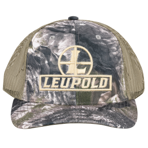 Leupold 182545 Reticle Trucker Hat Mossy Oak/Terra/Khaki Adjustable Snapback OSFA Semi-Structured