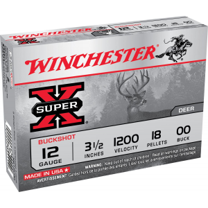 Winchester Ammo XB12L00 Super X 12 Gauge 3.50 in 18 Pellets 00 Buck Shot 5 Bx/ 50 Case