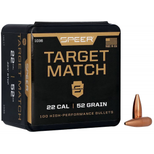 Speer Bullets 1036 Rifle Plinking Target Match .224 52 gr Hollow Point Boat Tail