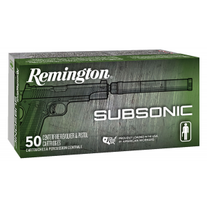 REMINGTON Ammunition 28435 Subsonic 9mm Luger 147 Gr Flat Nose Enclosed Base 50 Per Box/ 10 Case