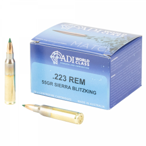  World Class Ammunition Match Sierra BlitzKing Boat-Tail .223 Remington 55 Grain Brass Cased 20 Round Box ADI9332153003166 Ammo