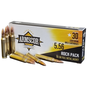 Armscor 50113 Precision Rock Pack 5.56x45mm NATO 55 gr, Full Metal Jacket (FMJ), 30 Per Box/10 Cs
