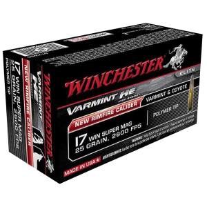 Winchester X17W25 Super X 17WSM 25gr Jacketed Hollow Point 50 Per Box/10 Case Rimfire Ammunition