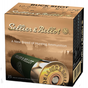Sellier & Bellot SB12BSC Hunting 12 Gauge 2.75 in 12 Pellets 1 1/4 oz 00 Buck Shot 25 Bx/ 10 Case