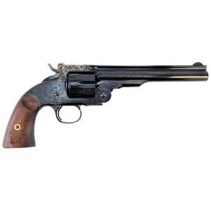Taylors & Company 550644 Top Break Schofield 45 Colt (LC) 6rd 7 Blued Engraved Steel Walnut Grip