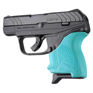 Hogue 18124 HandAll Beavertail Grip Sleeve made of Rubber with Textured Aqua Blue Finish for Ruger LCP II