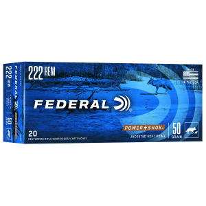 FEDERAL 222a Power-shok 222 Rem 50 Gr Jacketed Soft Point 20 Per Box/ 10 Cs