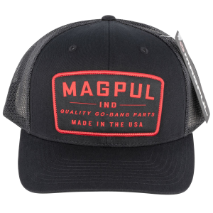 Magpul MAG1102-001 Go Bang Trucker Hat Black/Red Adjustable Snapback OSFA Structured
