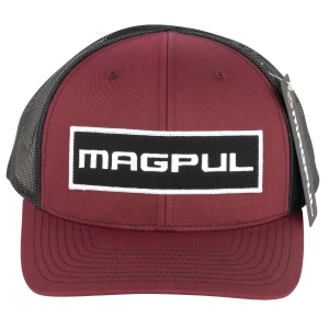 Magpul MAG1104-604 Wordmark Patch Trucker Hat Black/Red Adjustable Snapback OSFA Structured
