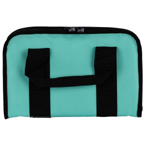 US PeaceKeeper P21122 Attache Case Water Resistant Robbin's Egg Blue 600D Polyester with Interior Gun Pocket\t 5 Pistol Mag Space & Brushed Tricot Lining 13.50 in L x 9 in H Exterior Dimensions