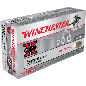 Winchester Ammo WC91 Super X 9mm Luger 115 gr Winclean Brass Enclosed Base 50 Per Box/ 10 Case
