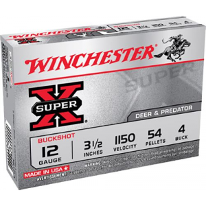 Winchester Ammo XB12L4 Super X 12 Gauge 3.50 in 54 Pellets 4 Buck Shot 5 Per Box/ 50 Case
