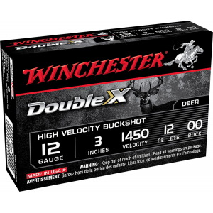 Winchester Ammo SB12300 Double X High Velocity 12 Gauge 3 in 12 Pellets 00 Buck Shot 5 Per Box/ 50 Case