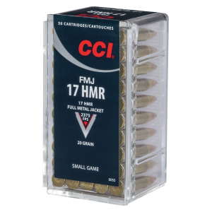 CCI 0055 Gamepoint Rimfire 17 Hmr 20 Gr Full Metal Jacket 50 Per Box/ 40 Cs
