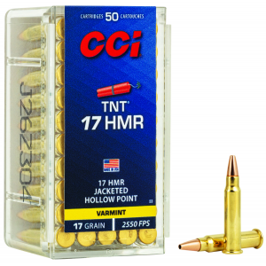 CCI 0053 Tnt 17 Hmr 17 Gr Jacketed Hollow Point 50 Per Box/ 40 Cs