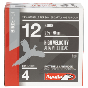 AGUILA 1chb1204 Birdshot High Velocity 12 Gauge 2.75 In 1 1/4 Oz 4 Shot 25 Per Box/ 10 Cs