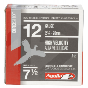 AGUILA 1chb1207 Birdshot High Velocity 12 Gauge 2.75 In 1 1/4 Oz 7.5 Shot 25 Per Box/ 10 Cs
