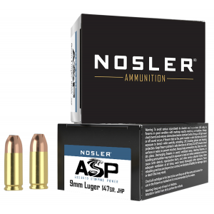 NOSLER 51290 Assured Stopping Power Handgun 9mm Luger 147 Gr Jacket Hollow Point 20 Per Box/ 20 Cs