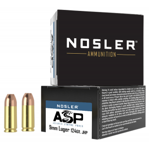 NOSLER 51286 Assured Stopping Power Handgun 9mm Luger 124 Gr Jacket Hollow Point 20 Per Box/ 20 Cs