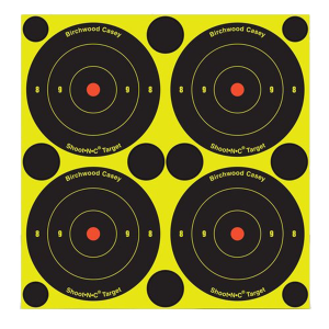 Birchwood Casey 34550 Shoot-N-C Reactive Target Self-Adhesive Paper Pistol/Rifle Black/Yellow 4- 6 in Bullseye Includes Pasters 60 Per Pkg