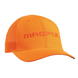 Magpul MAG1108-814 Wordmark Patch Trucker Hat Blaze Orange Adjustable Snapback OSFA Structured