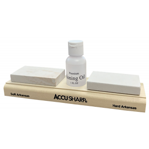AccuSharp 023C Whetstone Combo Kit Fine\t Coarse Natural Arkansas Stone Sharpener Includes Honing Oil