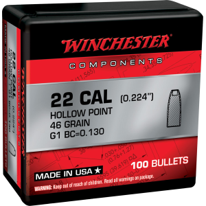 Winchester Ammo WB22HP46X Reloading Bullets 22 Hornet .224 46 gr Hollow Point 100 Per Box/ 10 Case