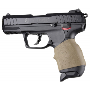 Hogue 18003 HandAll Jr. Grip Sleeve Small Size made of Rubber with Textured Flat Dark Earth Finish & Finger Groove for Most 22\t 25 & 38 Pistols