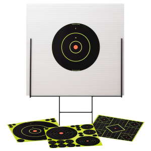 Birchwood Casey 46101 Shoot-N-C Portable Range Kit Self-Adhesive Universal Bullseye Includes Plastic Backboard/Steel Frame/Targets
