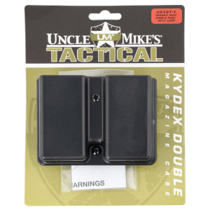 Uncle Mike's 51371 Kydex Double Mag Case Black Kydek\t Belt Clip Mount Fits Belts Up To 1.75 in, Compatible With Single Stack Magazines