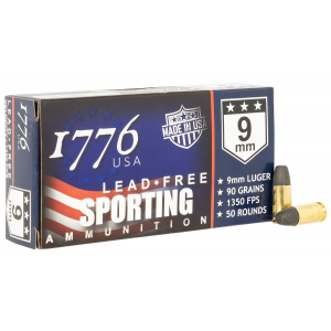 1776 Usa 1776009090 Lead Free Sporting 9mm Luger 90 Gr Lead Free Ball 50 Per Box/ 20 Cs