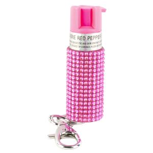 Sabre Jeweled, .54oz, Jeweled Pink, Snap Clip Keychain, Twist Lock Safety KR-J-PK-02